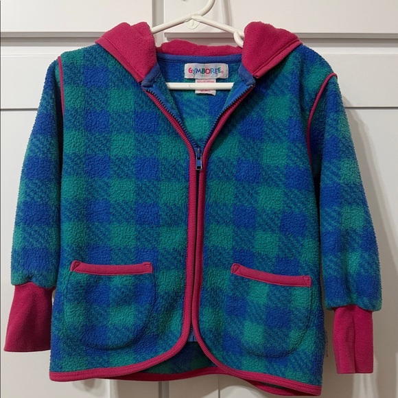 Vintage Gymboree pink blue and green Fleece Jacket